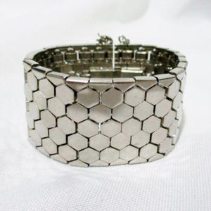 CELINE ITALY SILVER CUFF MESH BRACELET